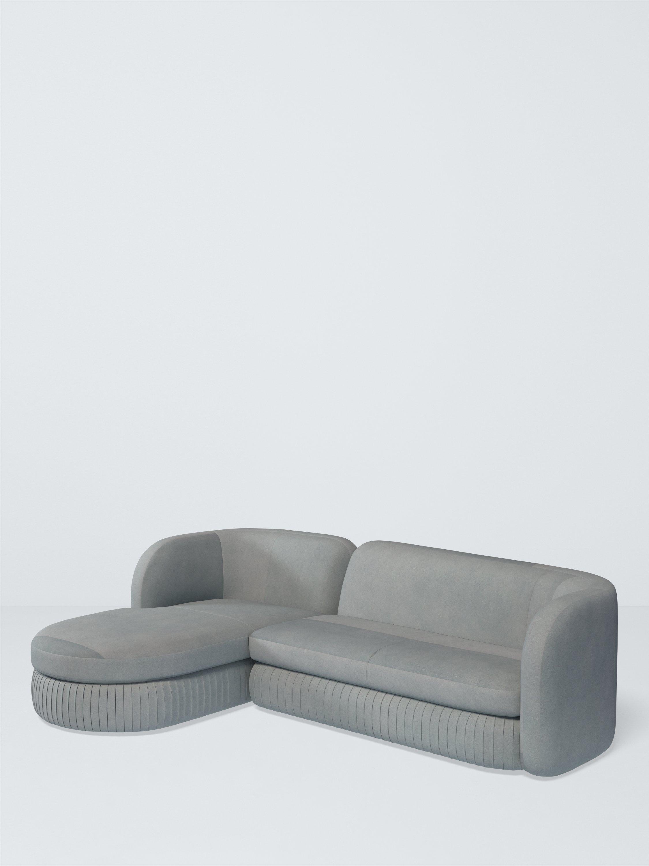 Pleat Range, John Lewis Easy Clean Eco Velvet Fabric, Slate Blue, Price Band D