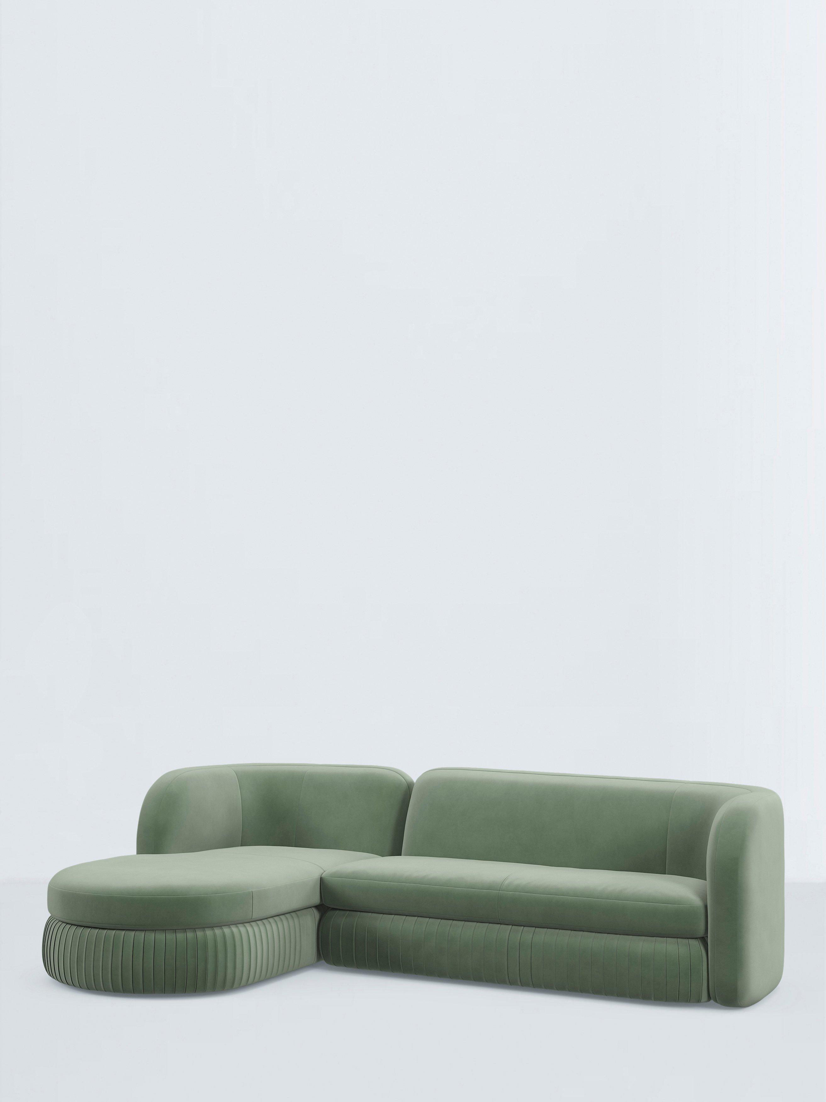 Pleat Range, John Lewis Aquaclean Velvet Plain Fabric, Sage Green, Price Band D