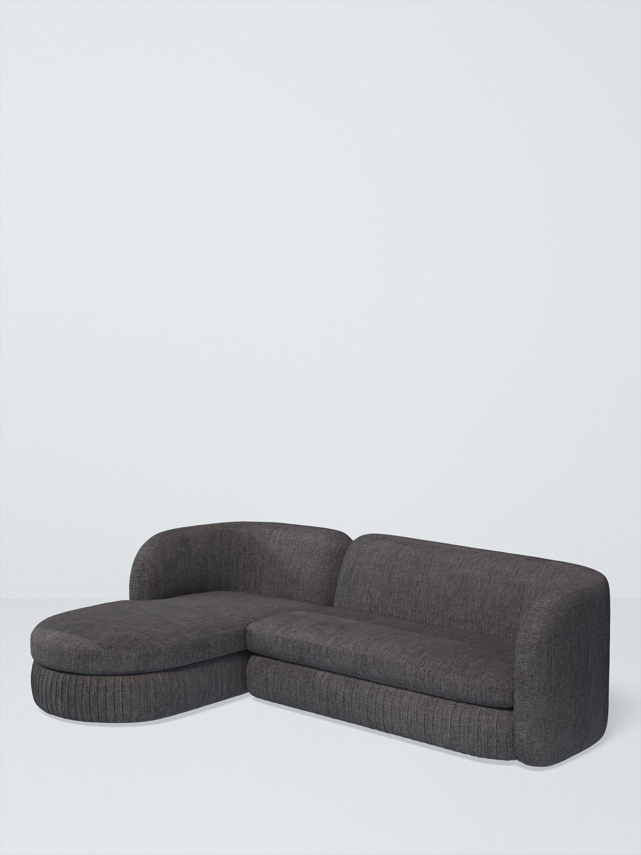 Pleat Range, John Lewis Easy Clean Chunky Chenille Plain Fabric, Charcoal, Price Band C