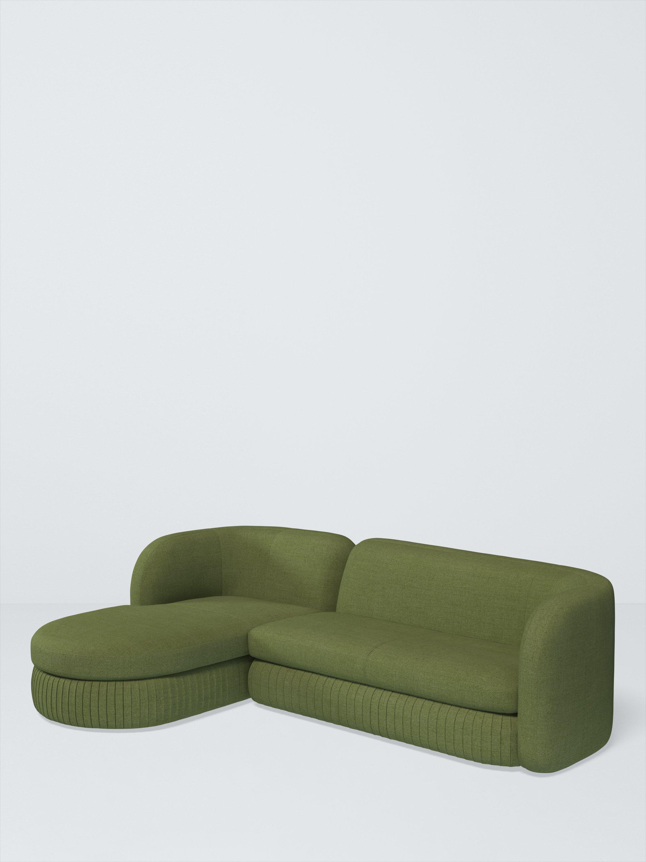 Pleat Range, John Lewis Relaxed Linen Plain Fabric, Olive Green, Price Band B