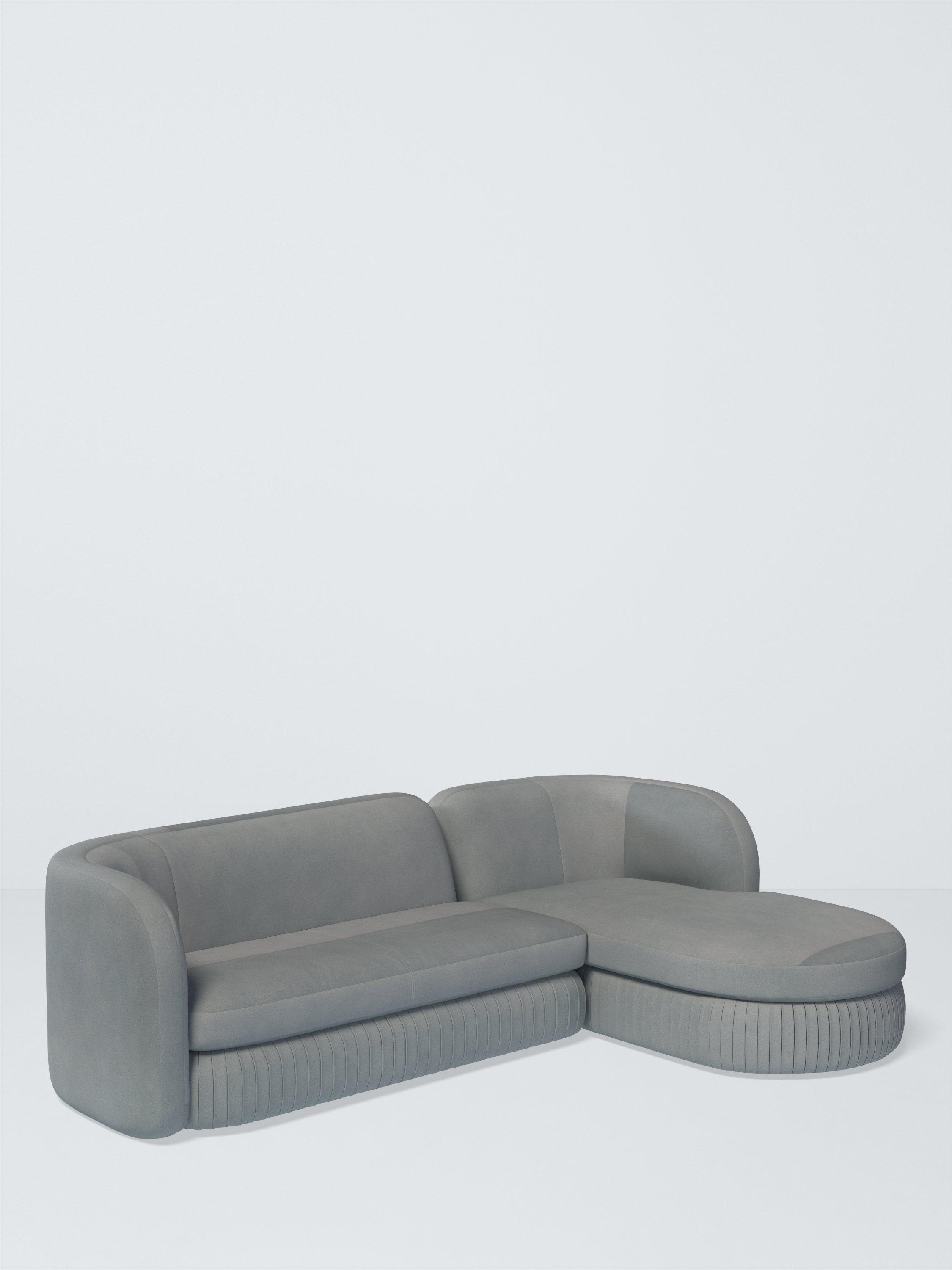 Pleat Range, John Lewis Easy Clean Eco Velvet Fabric, Slate Blue, Price Band D