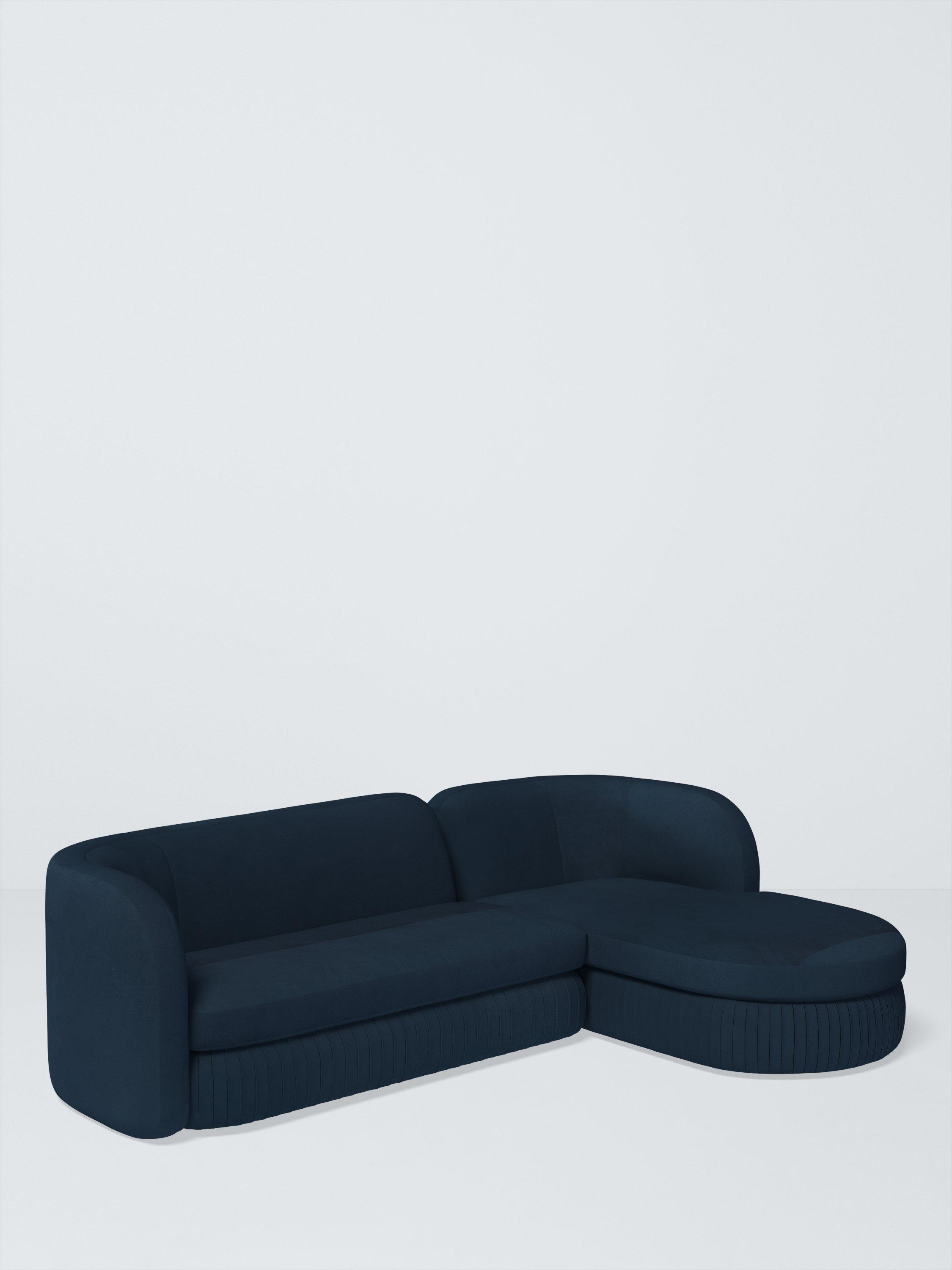 Pleat Range, John Lewis Easy Clean Plush Velvet Fabric, Navy, Price Band B