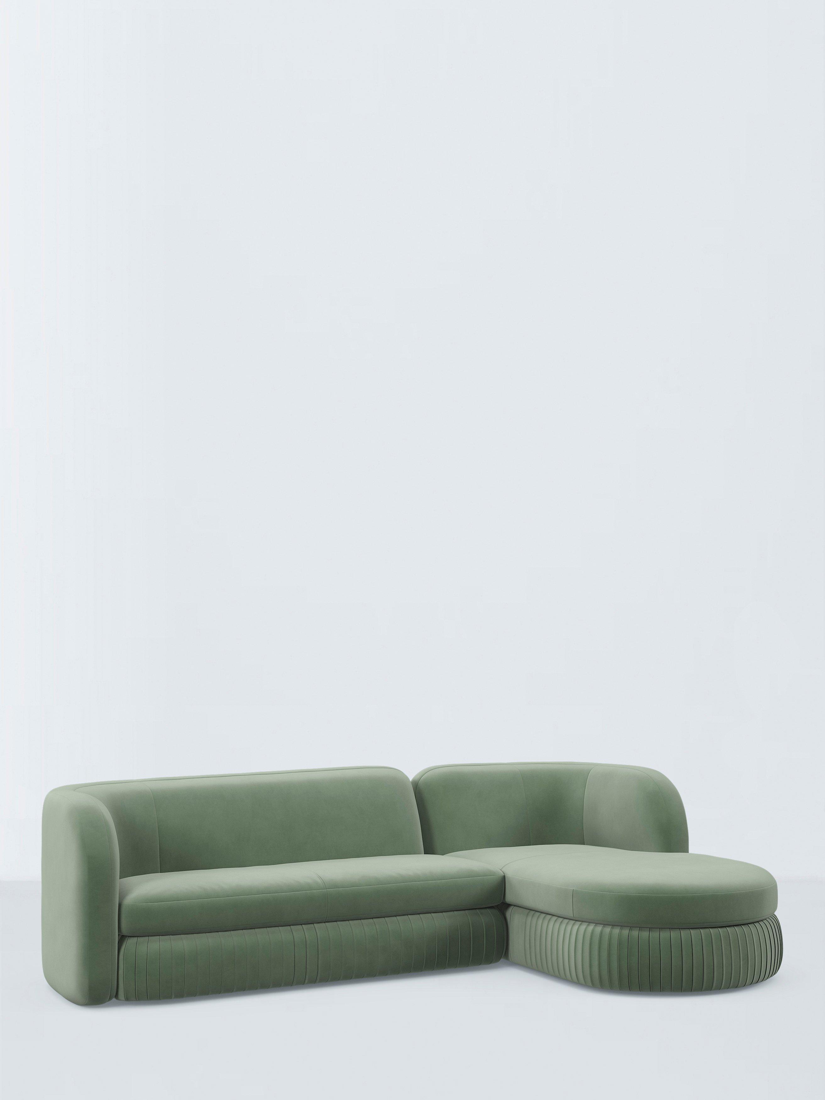Pleat Range, John Lewis Aquaclean Velvet Plain Fabric, Sage Green, Price Band D