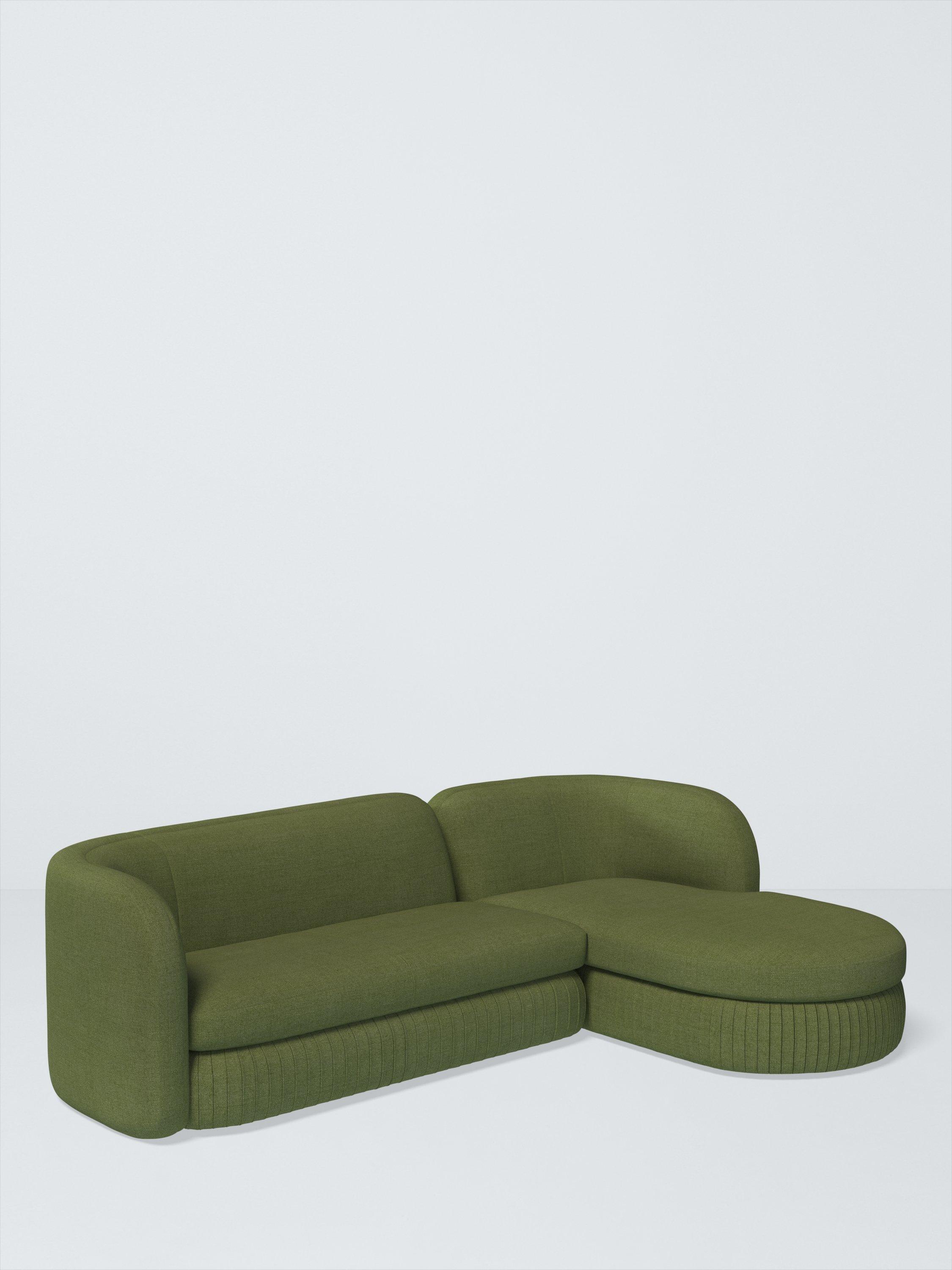 Pleat Range, John Lewis Relaxed Linen Plain Fabric, Olive Green, Price Band B