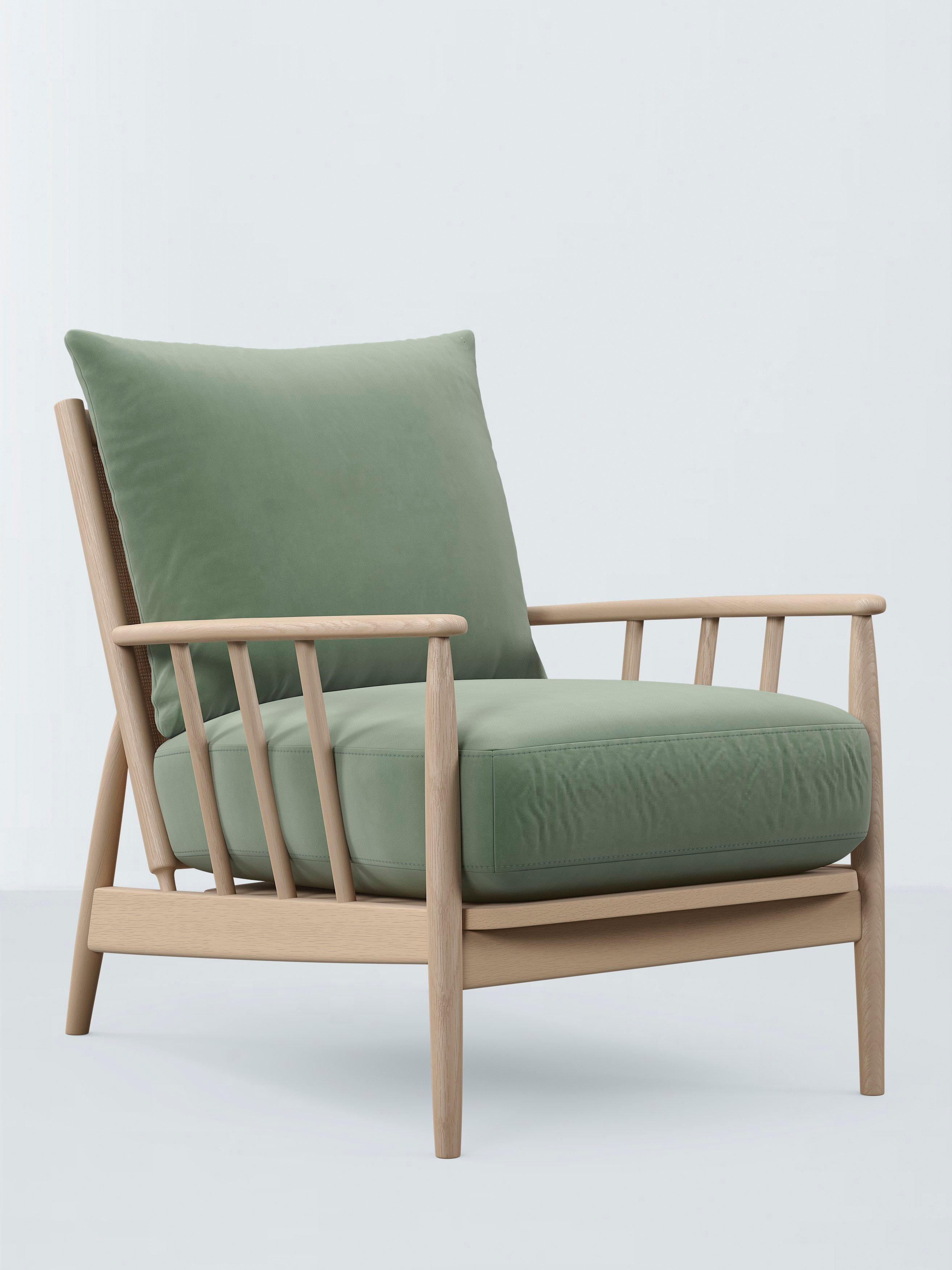 Cookham Range, John Lewis Aquaclean Velvet Plain Fabric, Sage Green, Price Band D