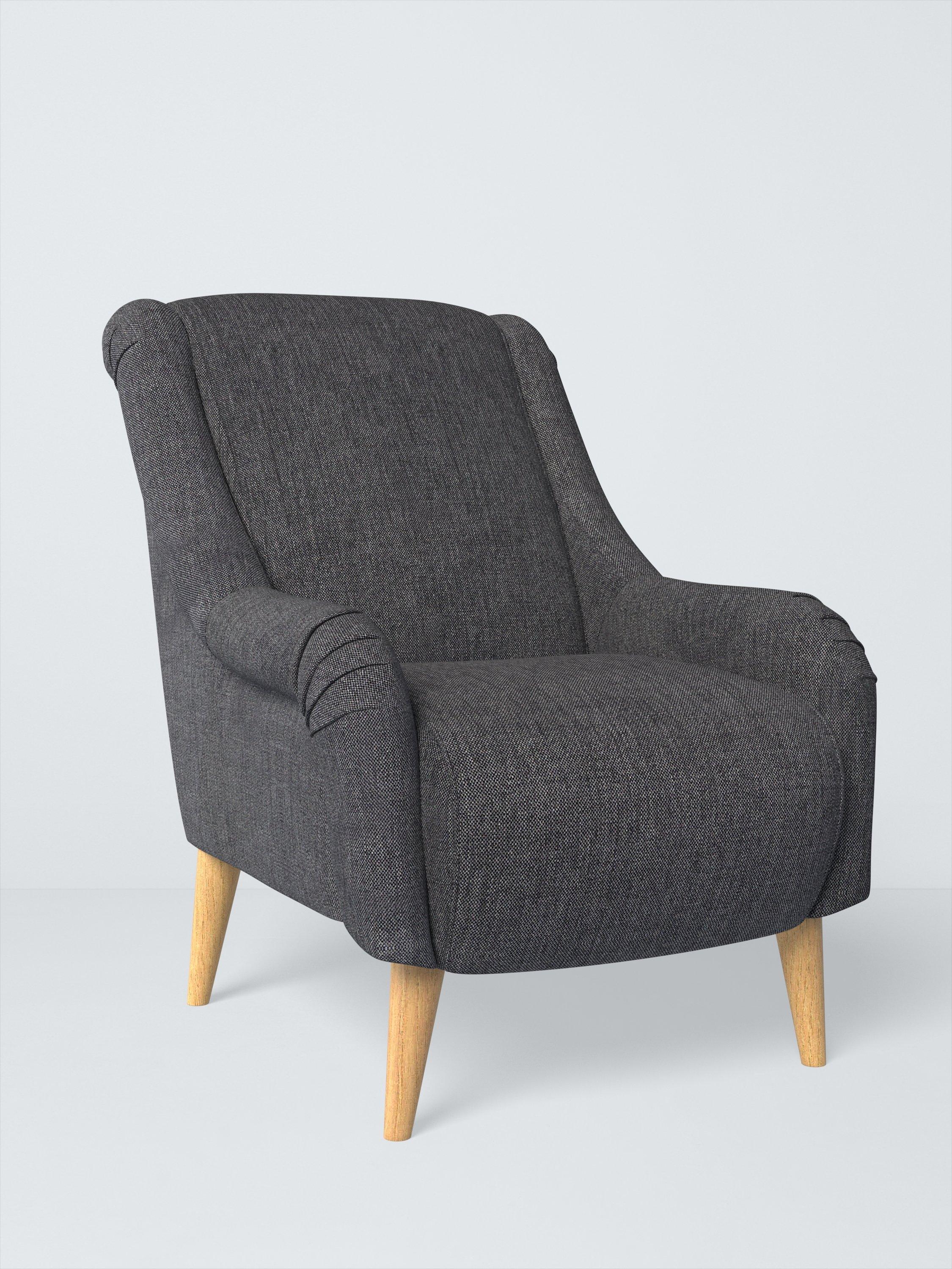 Coulston Range, John Lewis Easy Clean Chunky Chenille Plain Fabric, Charcoal, Price Band C