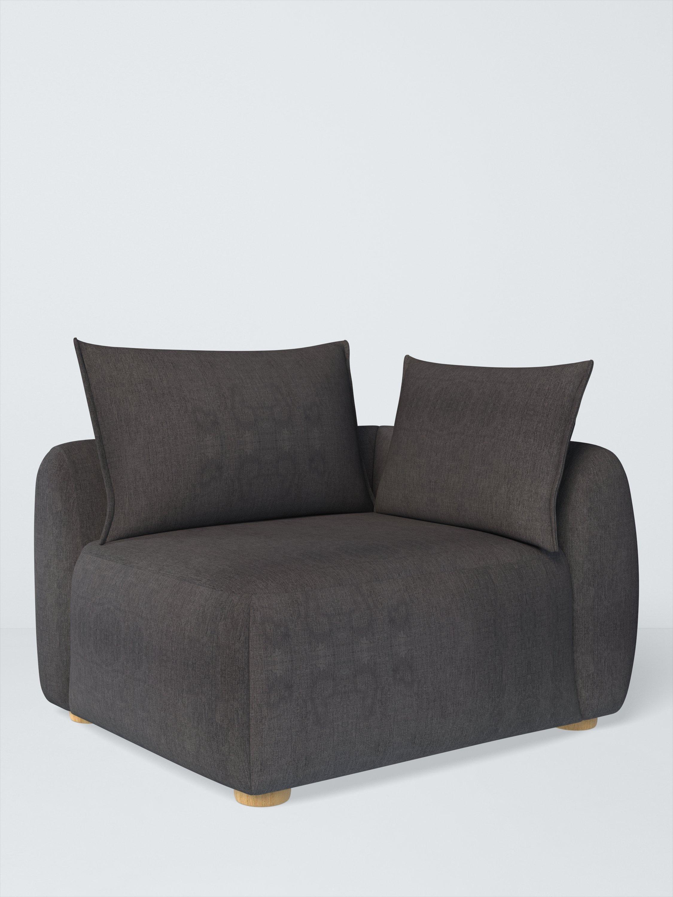 Elara Range, John Lewis Easy Clean Chunky Chenille Plain Fabric, Charcoal, Price Band C