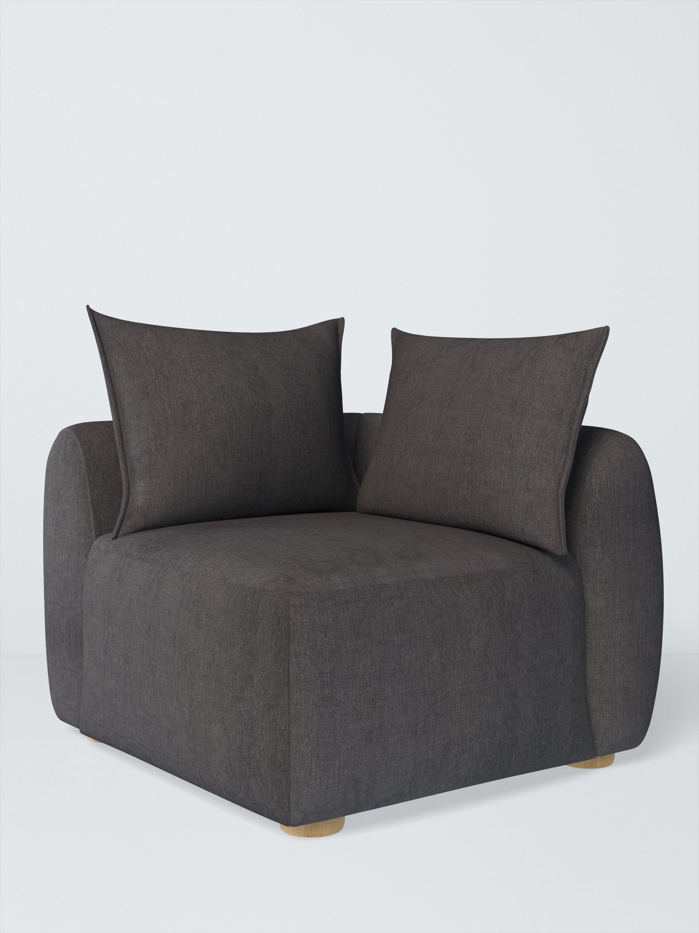 Elara Range, John Lewis Easy Clean Chunky Chenille Plain Fabric, Charcoal, Price Band C
