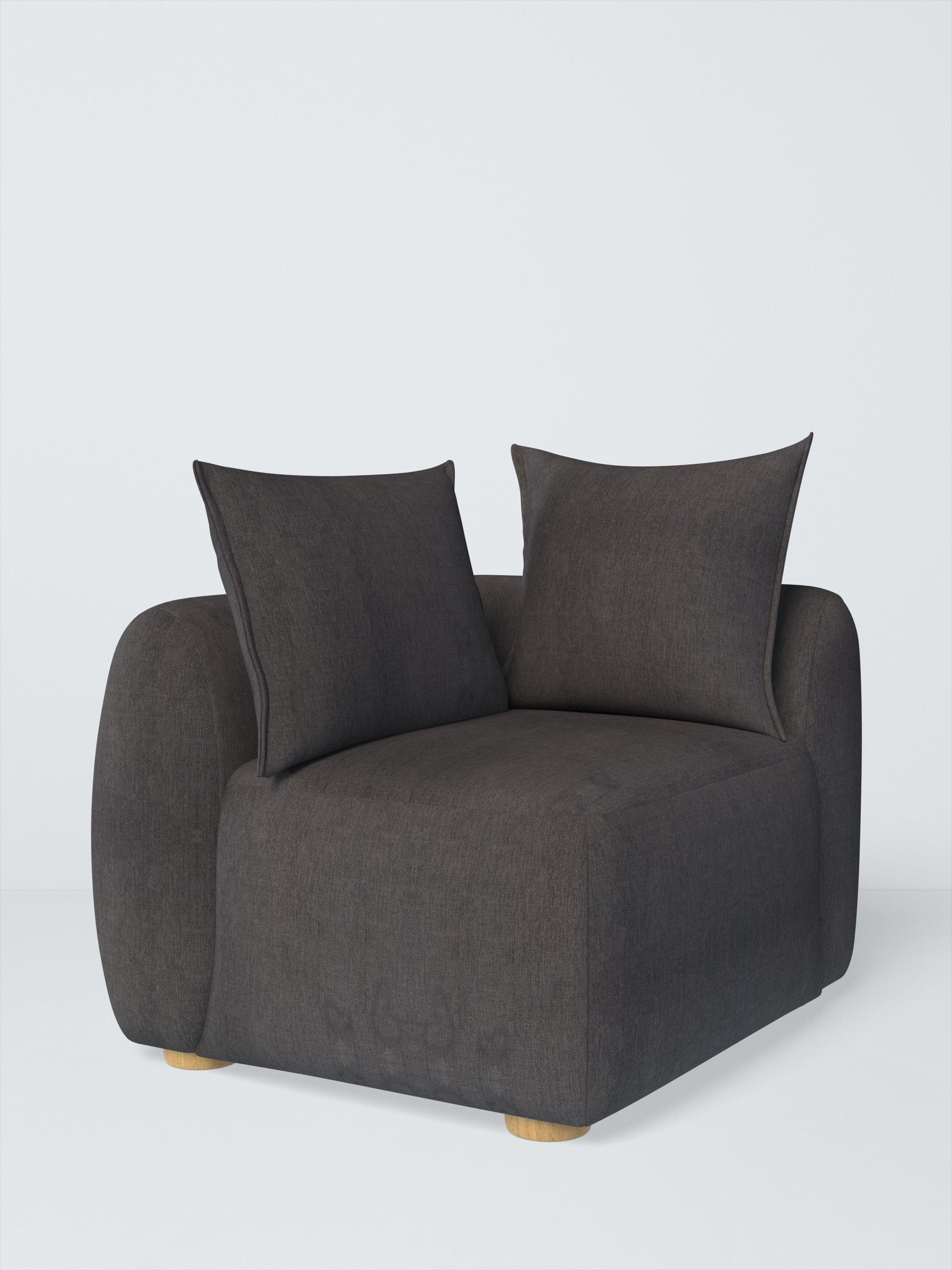 Elara Range, John Lewis Easy Clean Chunky Chenille Plain Fabric, Charcoal, Price Band C