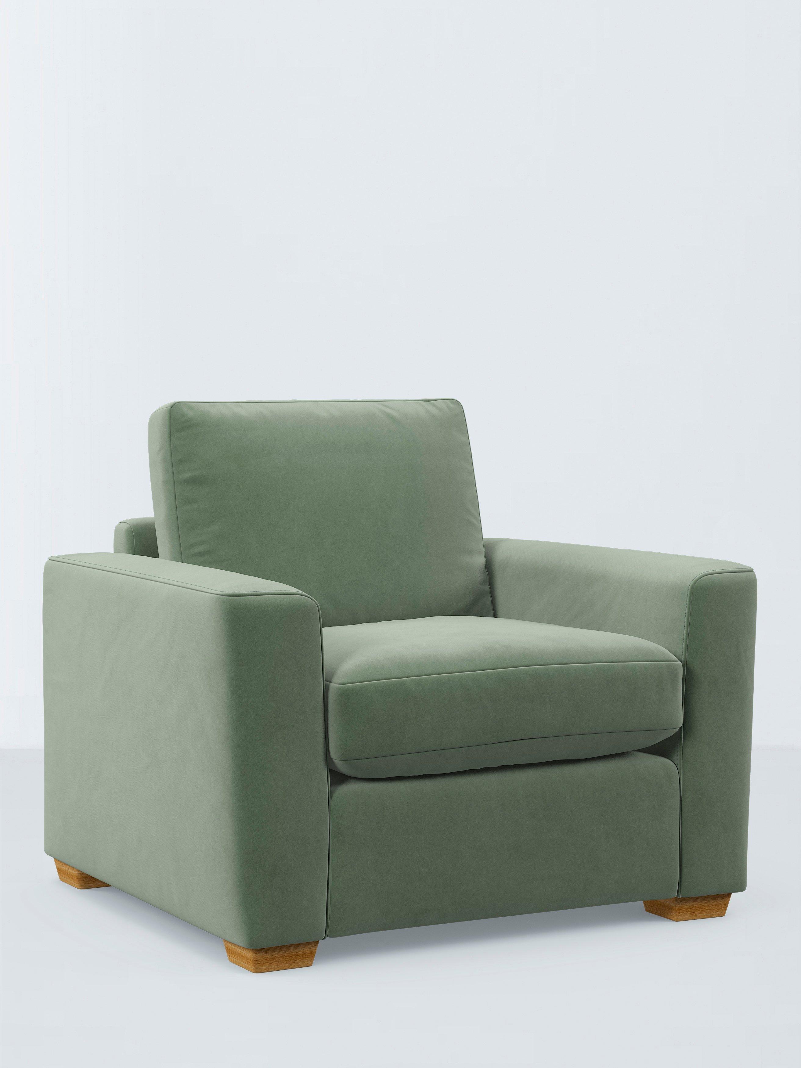Olivia Range, John Lewis Aquaclean Velvet Plain Fabric, Sage Green, Price Band D