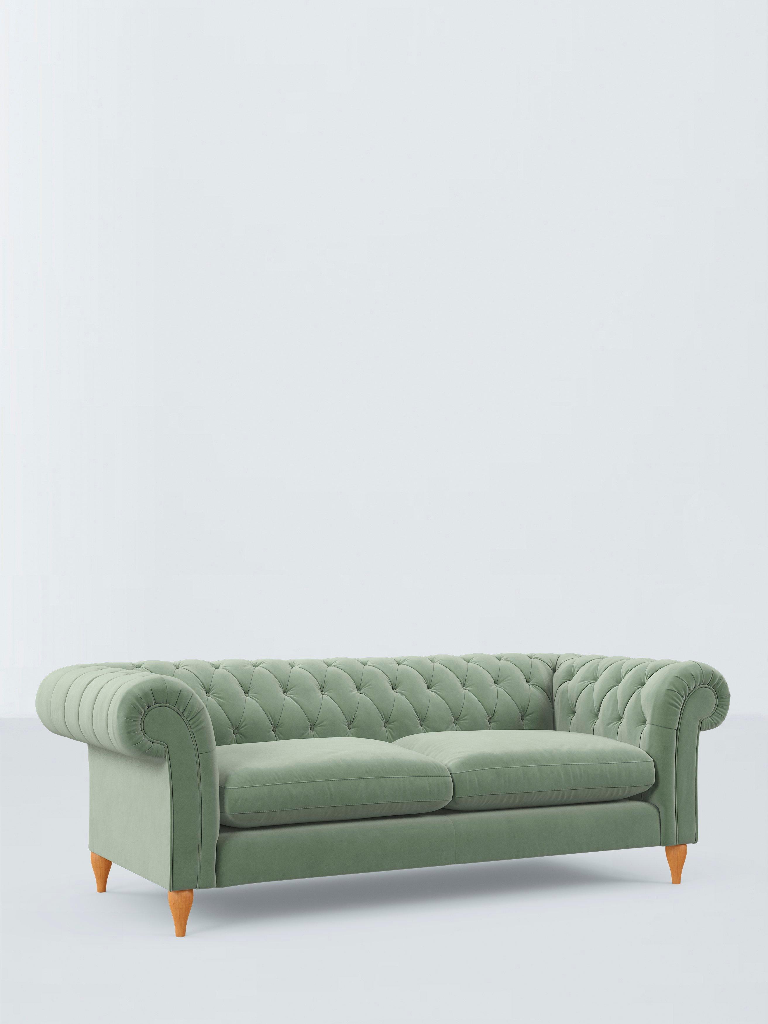 Winchester Range, John Lewis Aquaclean Velvet Plain Fabric, Sage Green, Price Band D