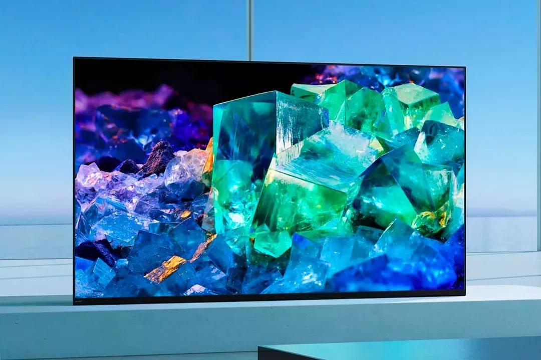 TV with blue image on the screen