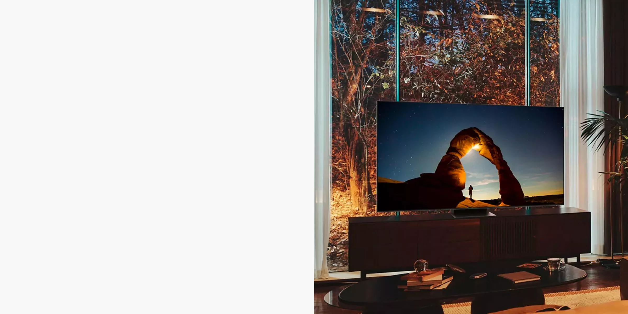 Television with nightime scene on it 