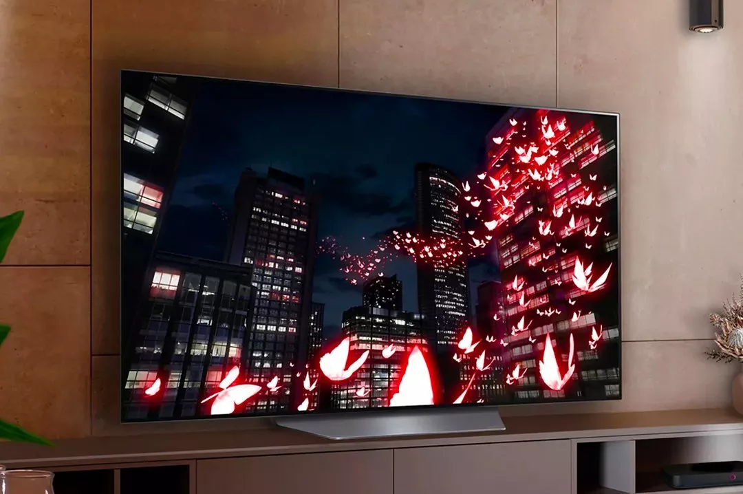 TV with a movie playing on the screen