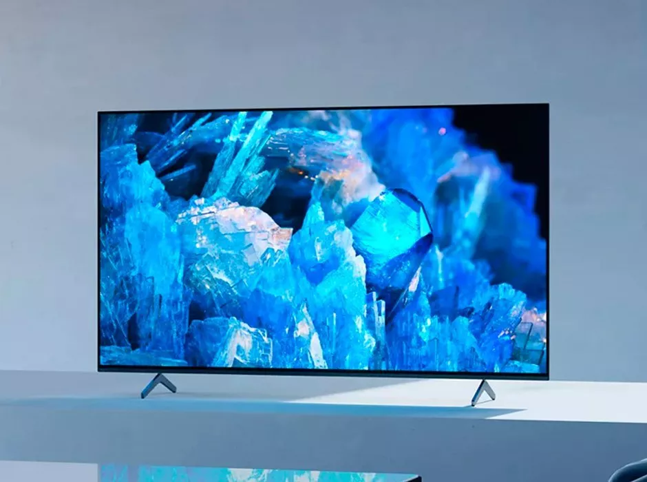 TV screen with blue abstract image on the screen