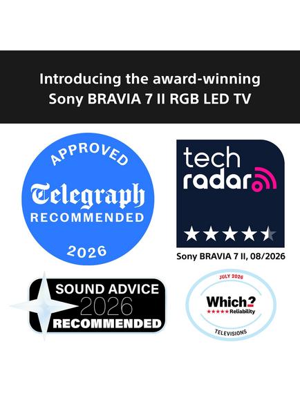 Sony Bravia 7 II K65XR75M2B (2026) RGB HDR 4K Ultra HD Smart Google TV, 65 inch with Dolby Atmos, Black - view 2, Black