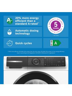 Bosch Series 6 i-DOS Freestanding Washing Machine, 10kg Load, 1400rpm Spin, WGH254A0GB, WGH254ARGB - view 2, White
