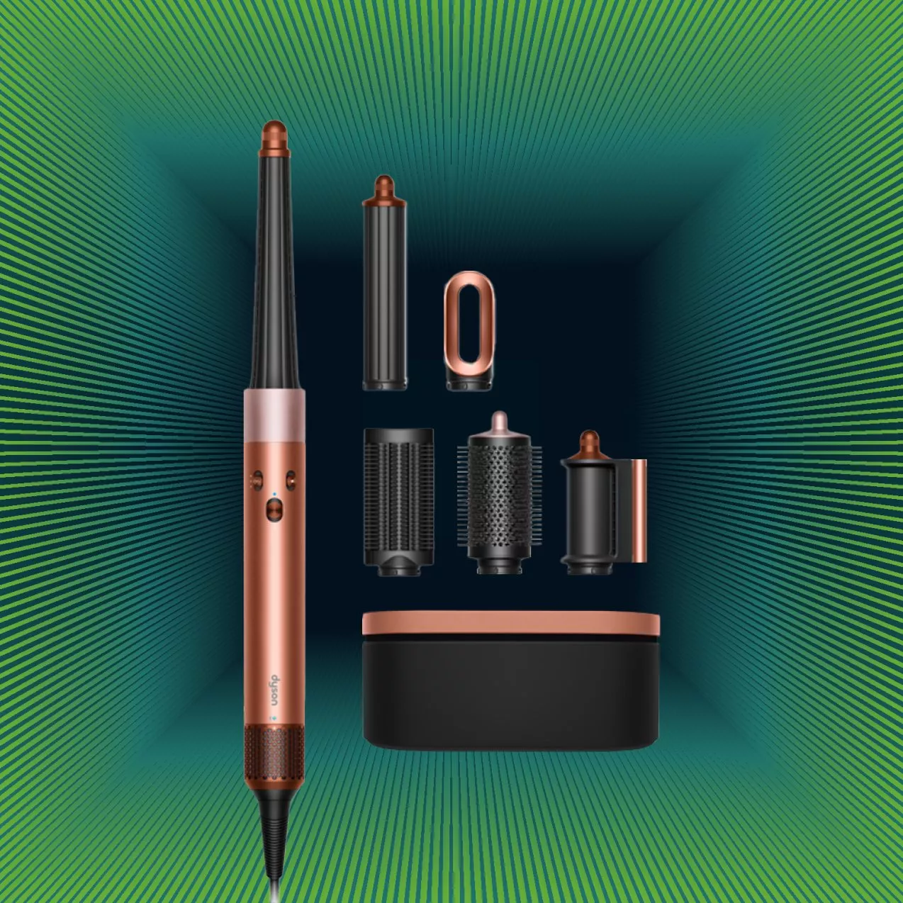 Dyson airwrap on green festive background