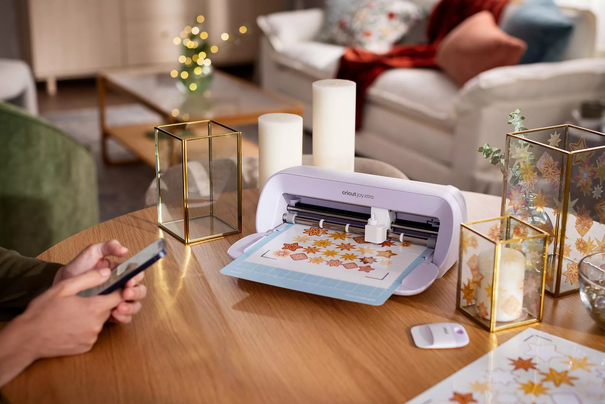 White Cricut printer with coloured paper