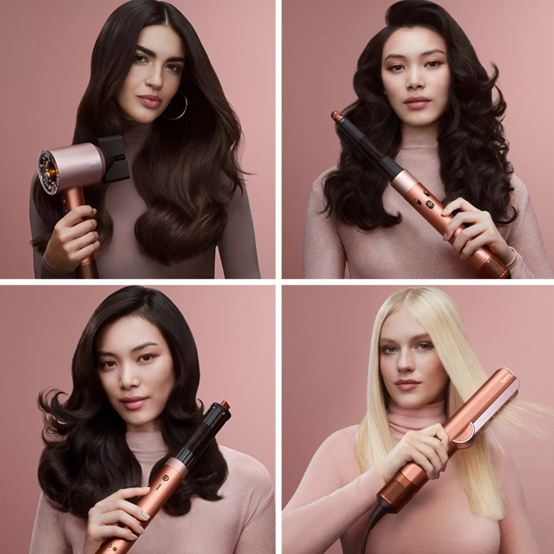 Four women with Dyson hair tools