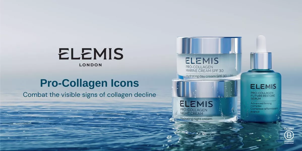 This is a Elemis banner showing Elemis products