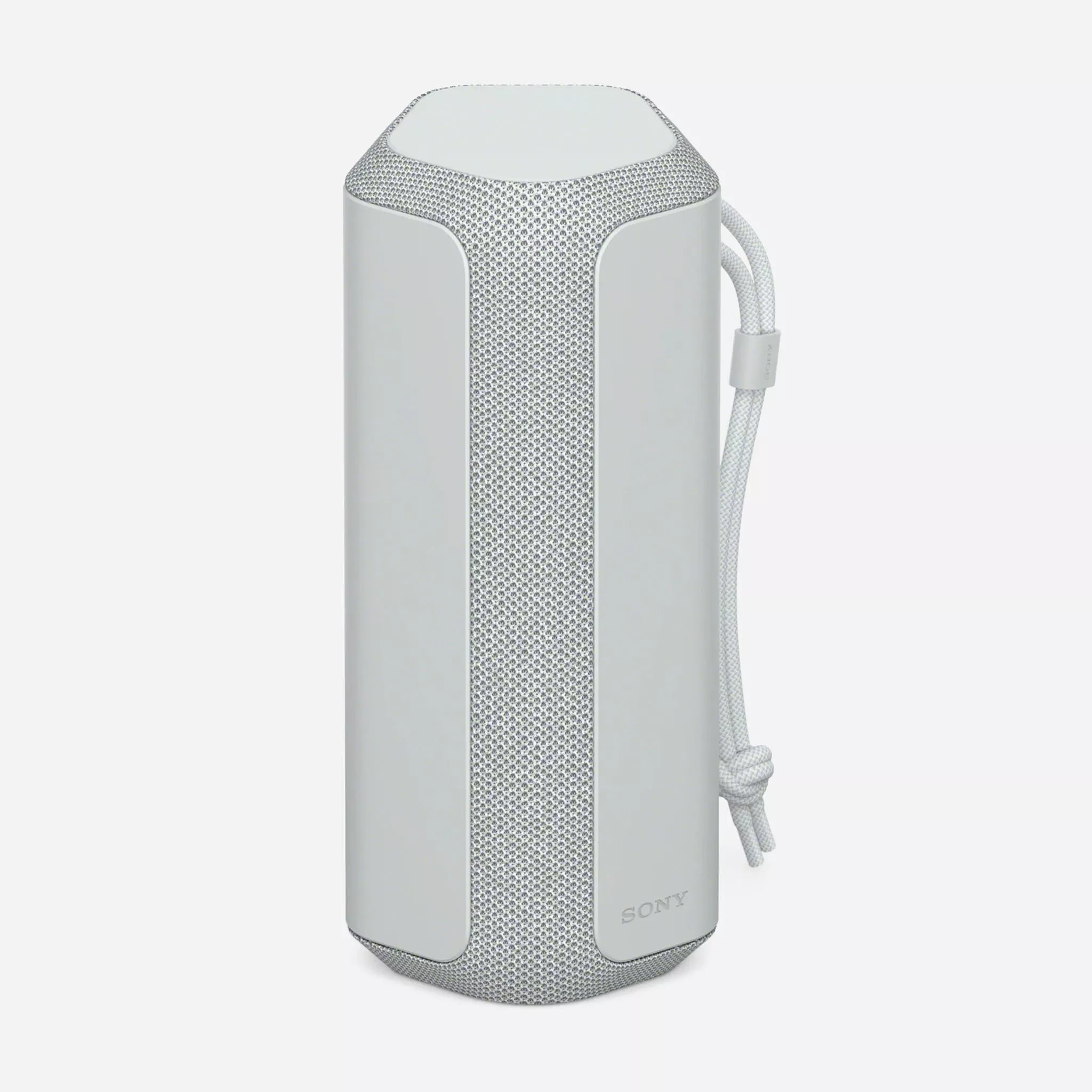 white sony portable bluetooth speaker 