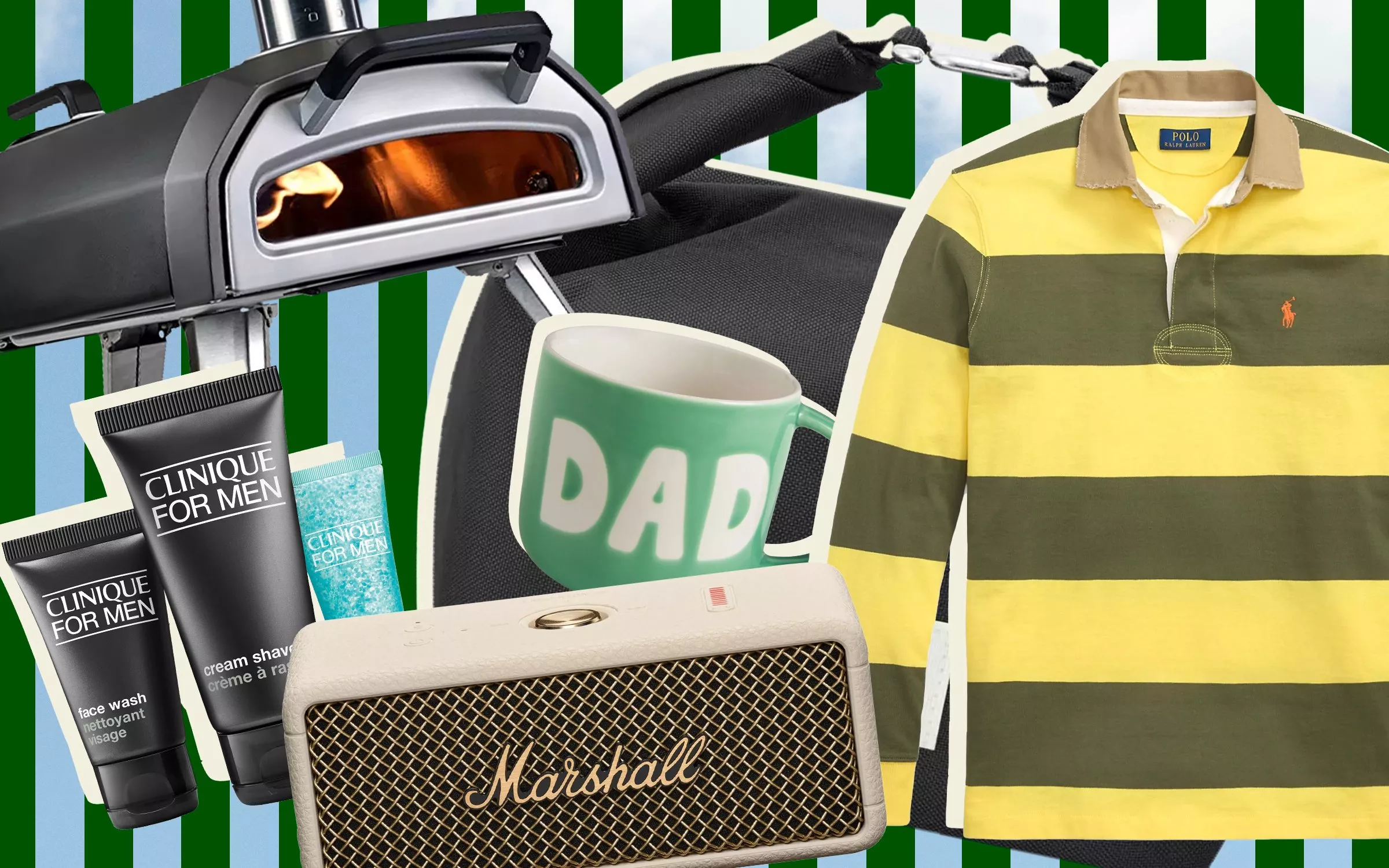 fathers day products on a stripy background