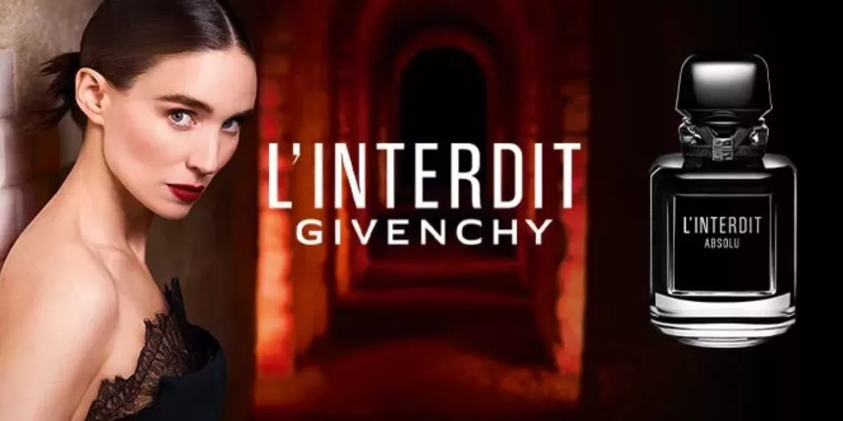This is a brand banner showing a model and Givenchy product.