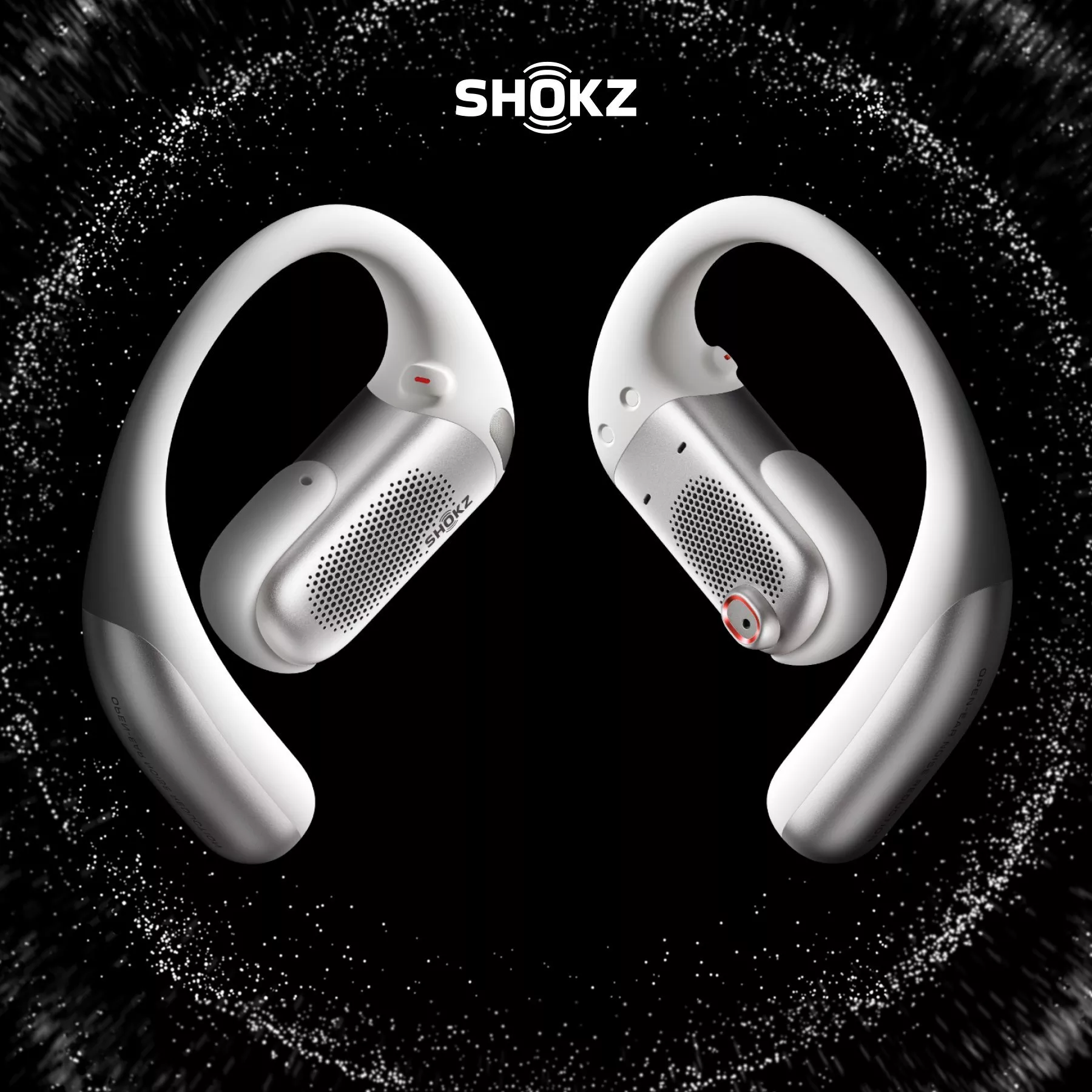 Shokz headphones on black background