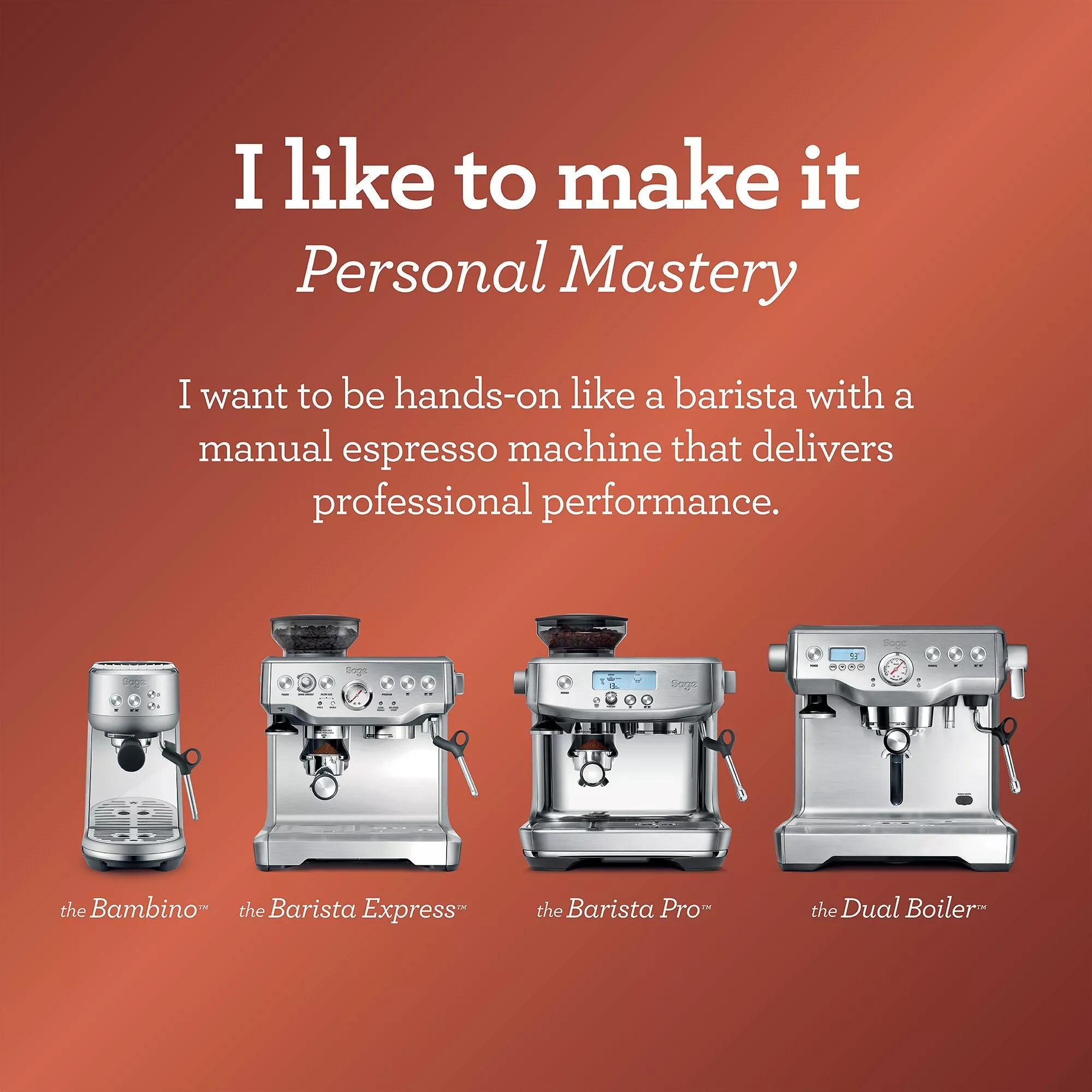 "I want to be hands-on like a barista with a manual espresso machine that delivers professional performance"