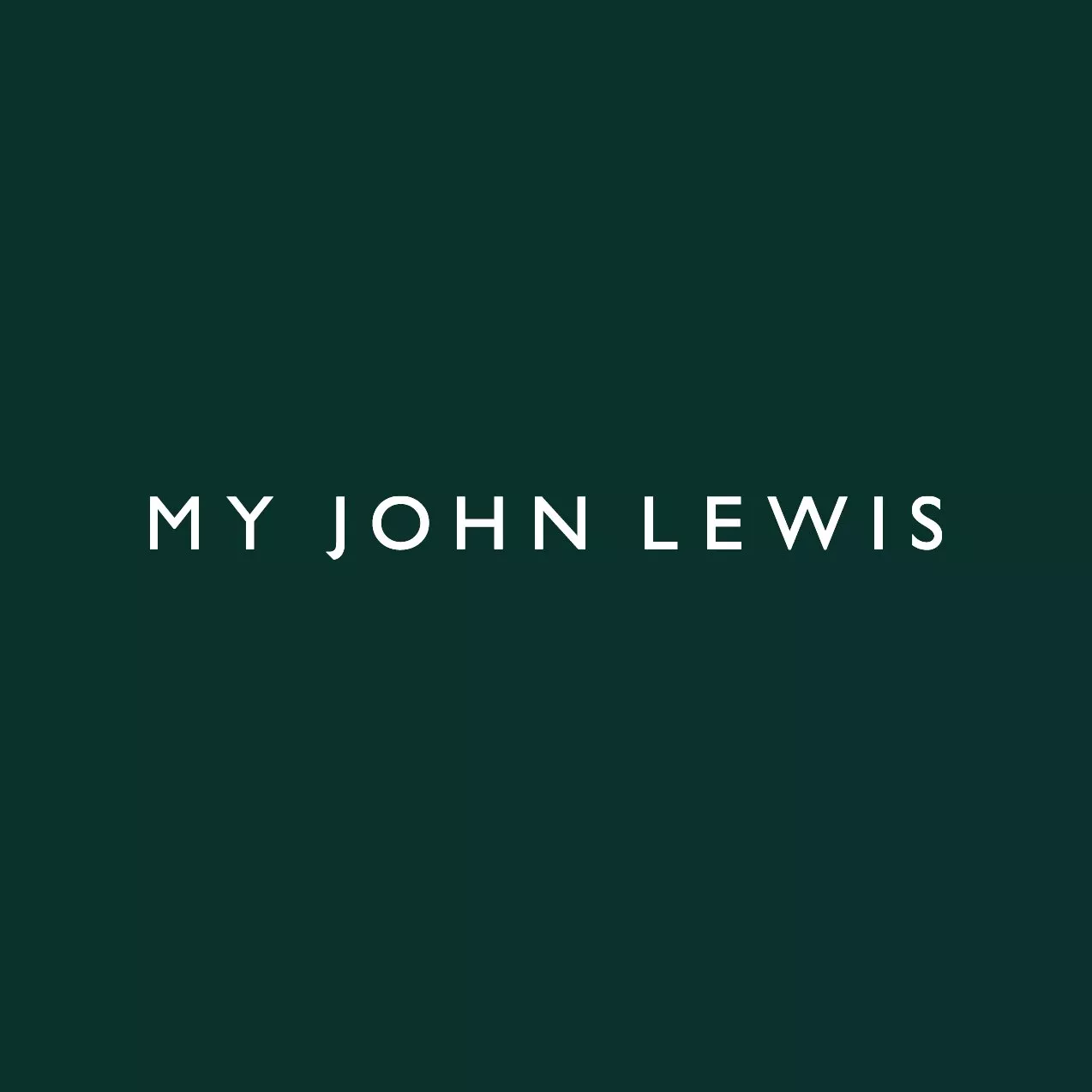 My John Lewis logo in white text on dark green background