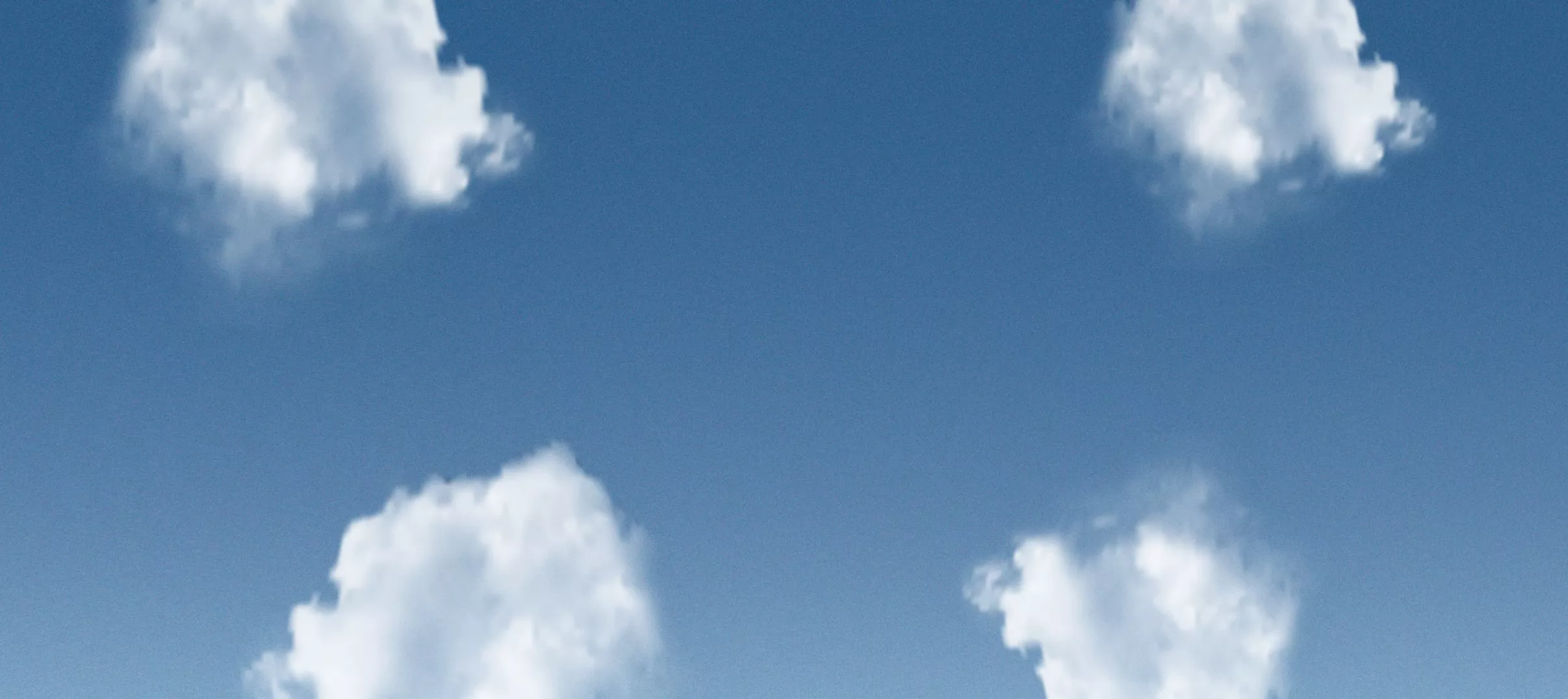 Treats of Summer title text on blue sky with white clouds, minimalist seasonal banner background image