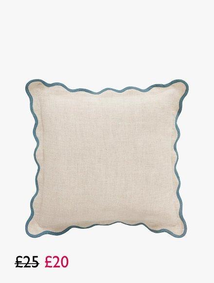 Scalloped Linen Cushion, £20