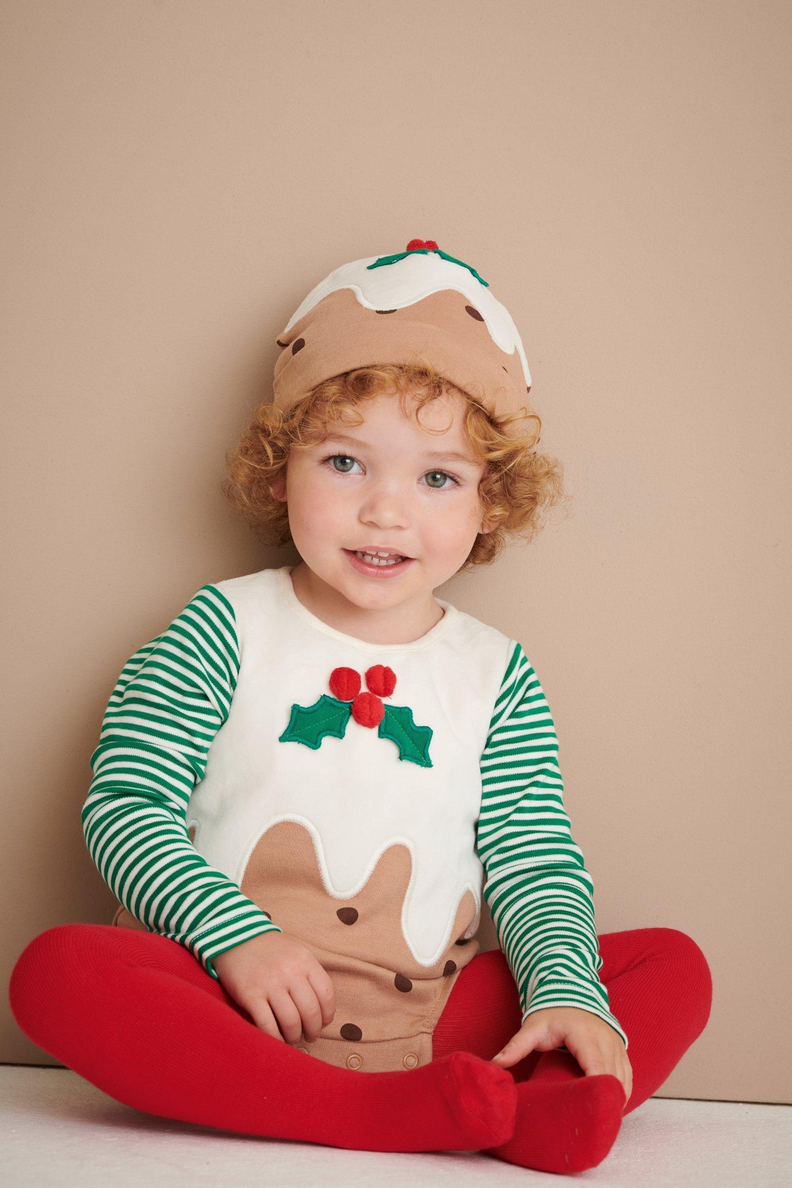 John Lewis Partners Baby Christmas Pudding Romper Set Multi