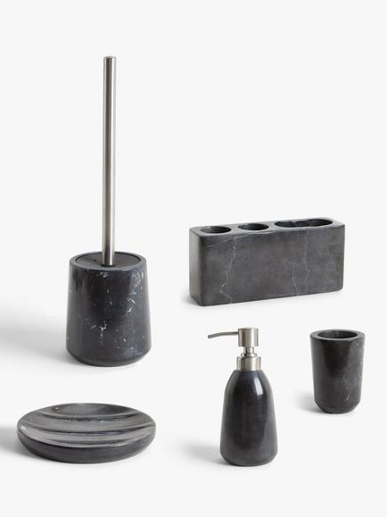 John Lewis Black Marble Bathroom Accessories, Black