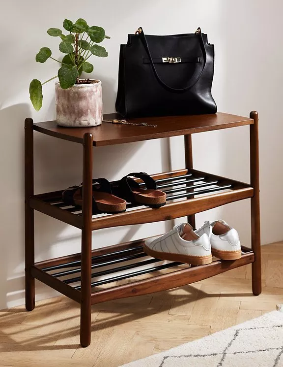 wooden shoe rack