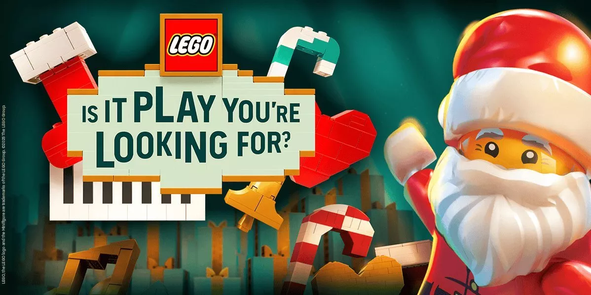 This is a banner with Lego Christmas characters.