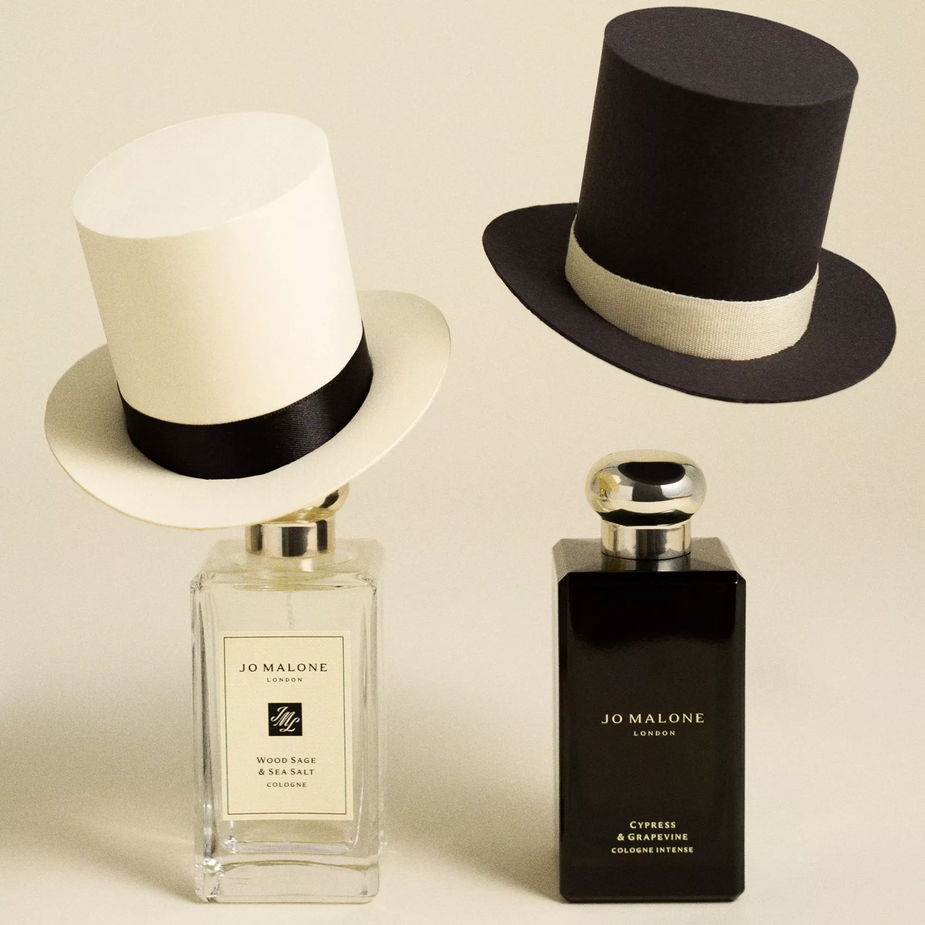 two bottles of mens Jo Malone London fragrances