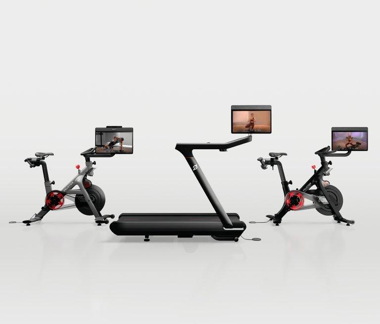 This is banner showing different Peloton bikes and a treadmill