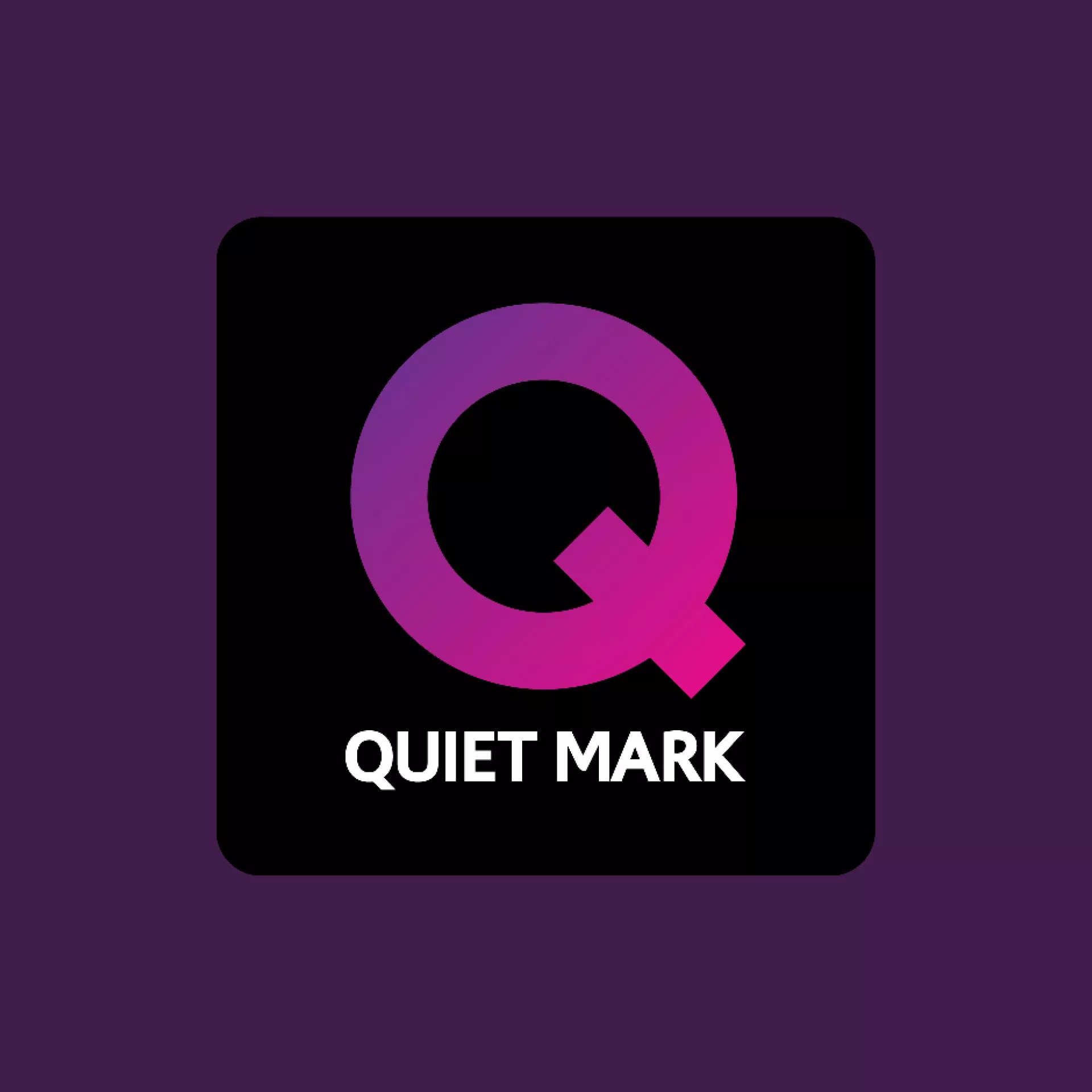 Purple and black Quiet Mark logo