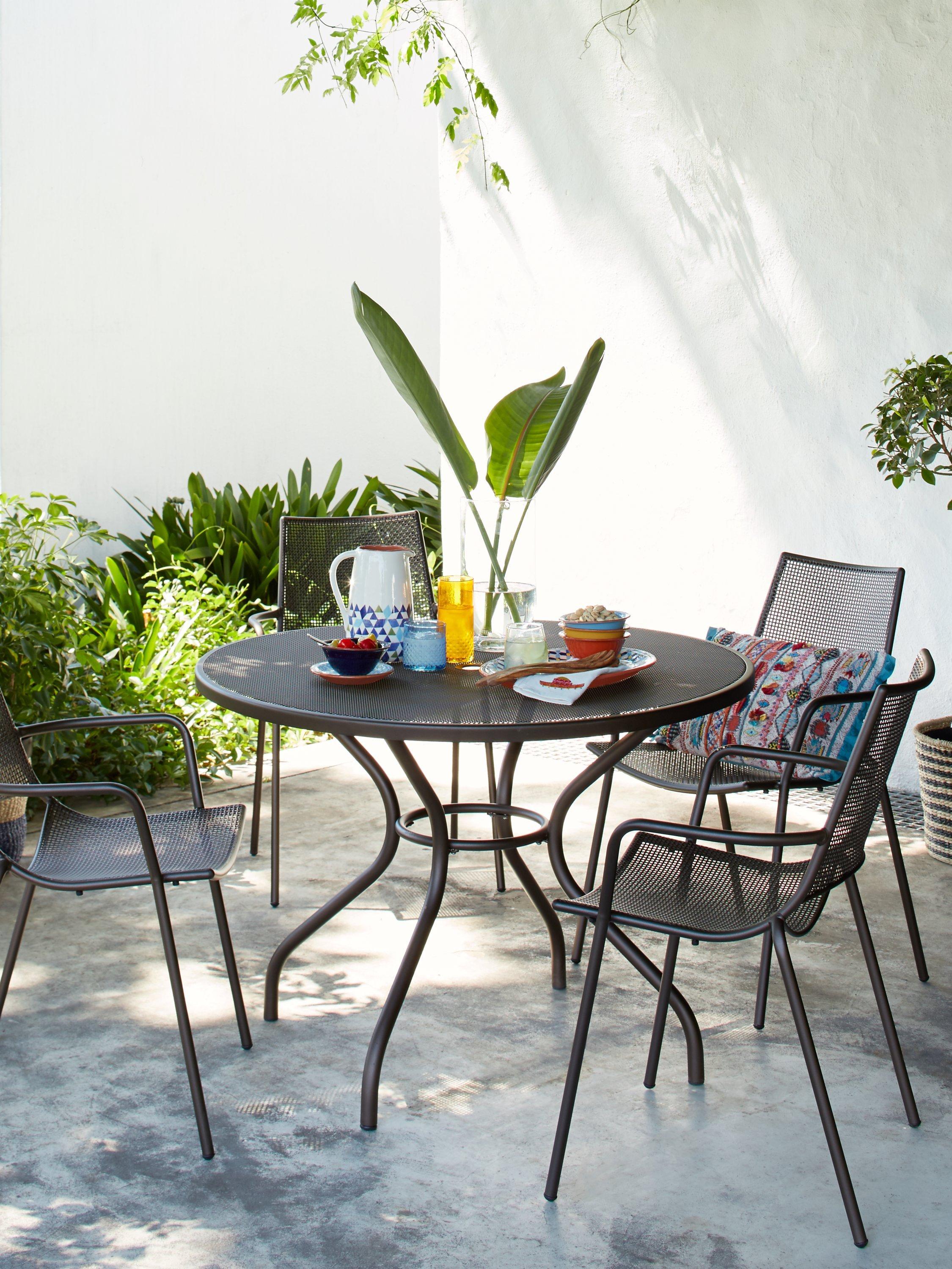 John Lewis Partners Ala Mesh 4 Seater Garden Dining Table and Chairs Set Bronze