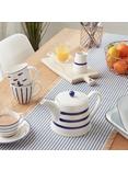 John Lewis Harbour Striped Stoneware 4 Cup Teapot, 1.1L, White/Blue