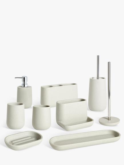 John Lewis Drift Bathroom Accessories, Natural, White Stone