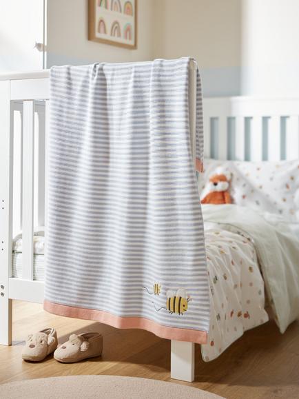John Lewis Oh My Darling Bee Cotton Blanket, 100 x 75cm - view 2, Multi