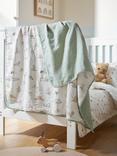John Lewis Oh My Darling Woodland Print Pure Cotton Muslin Blanket, 120 x 120cm, Green/Multi