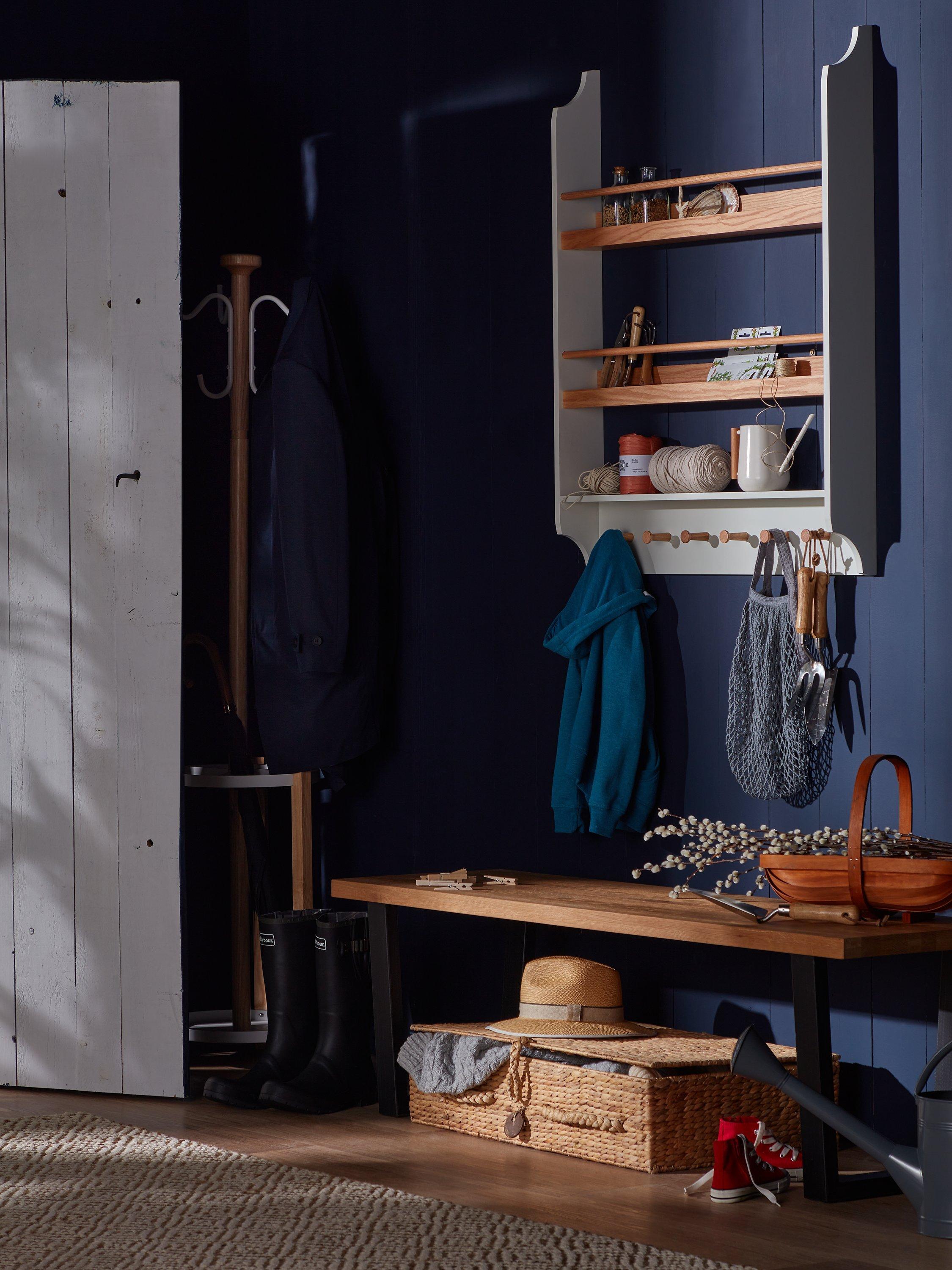 John Lewis Wall Mounted Plate Rack, White / Natural