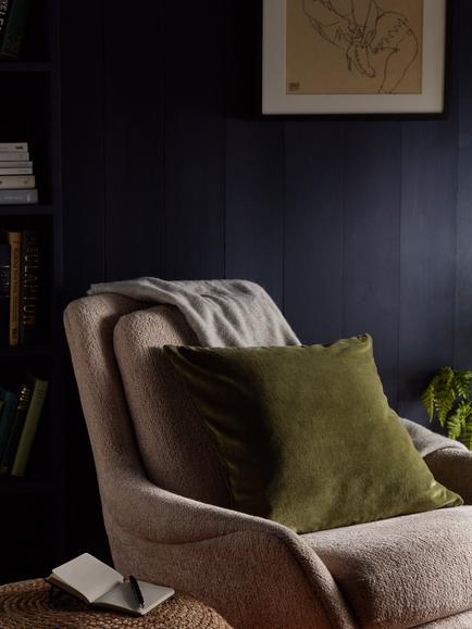 John Lewis Cotton Velvet Cushion - view 2, Green
