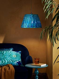 John Lewis + Matthew Williamson Peacock Tapered Lampshade, Blue - view 2, Blue