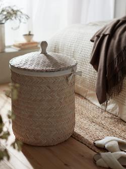 John Lewis Circular Bamboo Laundry Basket - view 2, White