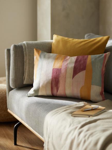 John Lewis Structure Linen Cushion, Multi - view 2, Multi